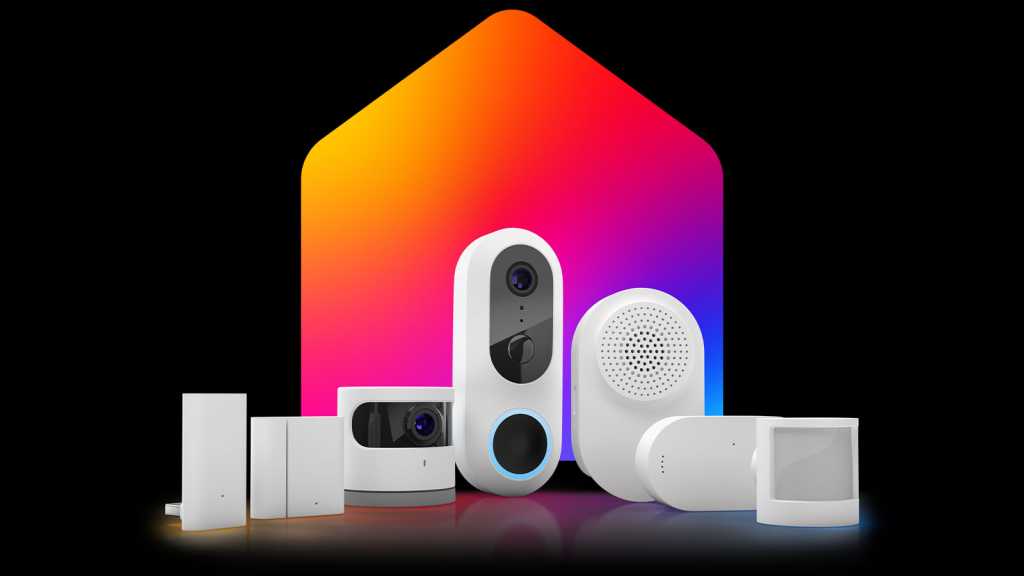 Smart home products available via Sky Protect displayed in front of the logo